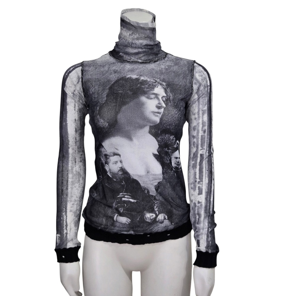 Jean Paul Gaultier 1998 Portrait Mesh top Turtleneck Women XS-S avant garde art